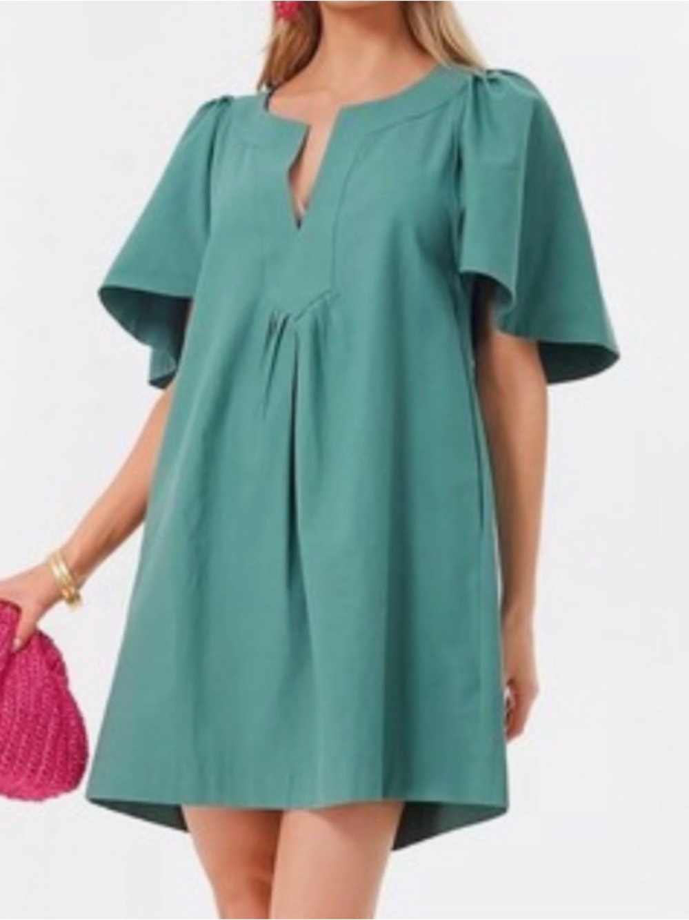 Tuckernuck Pomander Place Green Flutter Sleeve Dress